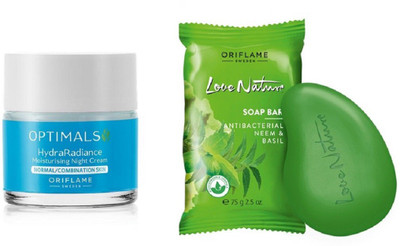 

OPTIMALS Hydra Radiance Nourishing Night Cream and Love Nature Soap Bar Antibacterial Neem & Basil (Pack of 2)(Set of 2)