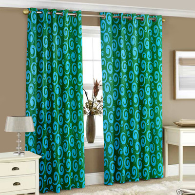 

Story@Home 152 cm (5 ft) Polyester Window Curtain (Pack Of 2)(Printed, Blue)