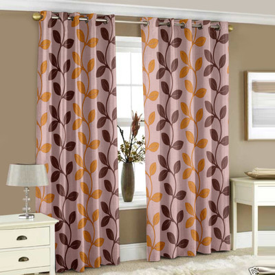 

Story@Home 152 cm (5 ft) Polyester Window Curtain (Pack Of 2)(Printed, Gold)