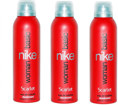 

Nike Basic Scarlet EDT Deodorant Spray - For Women(600 ml, Pack of 3)