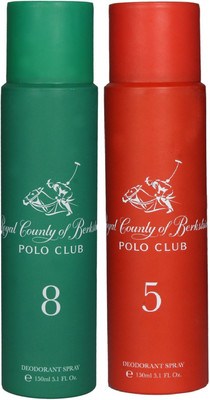 

Royal County of Berkshire Polo Club RCBPC Deo No-5 & 8 Deodorant Spray - For Women(300 ml, Pack of 2)