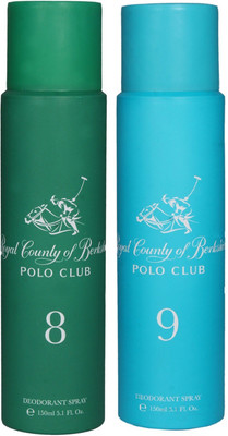 

Royal County of Berkshire Polo Club RCBPC Deo No-8 & 9 Deodorant Spray - For Women(300 ml, Pack of 2)