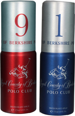 

Royal County of Berkshire Polo Club RCBPC Deo No-1 & 9 Deodorant Spray - For Men(350 ml, Pack of 2)