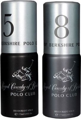 

Royal County of Berkshire Polo Club RCBPC Deo No-5 & 8 Deodorant Spray - For Men(350 ml, Pack of 2)