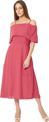 Miss Chase Women Skater Pink Dress