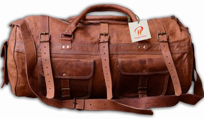 

Pranjals House 22 inch/56 cm vintage leather duffle bag Travel Duffel Bag(Brown)