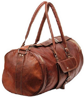 

Pranjals House 22 inch round leather cum gym bag Travel Duffel Bag(Brown)