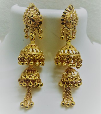 Happy Stoning Gold Plated layered Bridal/Wedding/ Party wear Jhumki Alloy Jhumki Earring