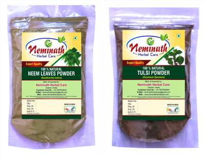 Neminath Herbal Care Neem Leaves (Azadirachta Indica) Tulsi Leaves (Ocimum Sanctum) Powder For Pimple Free Clear Skin Naturally (Pack Of 2) (200 Grams)(200 g) Flipkart