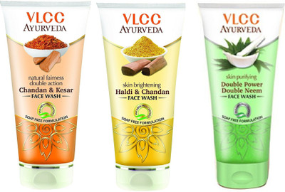 

VLCC Chandan Kesar Face wash 60ml + Haldi Chandan Face wash 60ml + Double power double neem face wash 60ml Face Wash(180 ml)