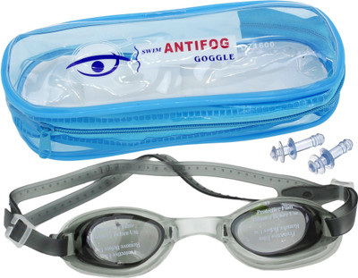 

Neska Moda Anti-Fog UV Protected Swimming Goggles(Black), Black;grey