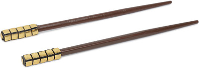 

SVAZ Hancrafted Wooden with Metal Motif Bun Hair Stick for Women and Girls Hair Pin(Brown)