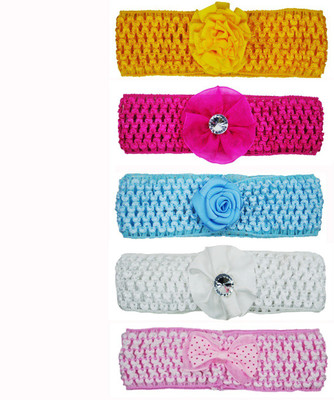 

Netboys Crochet Cutwork Flower Baby Headband ( Yellow, Blue, Baby Pink, White, Pink ) 5 Pcs Set Head Band(Multicolor)