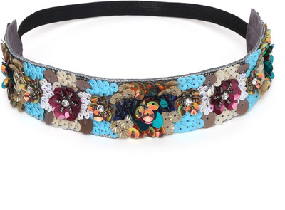 

SVAZ Beaded Wide Headwrap Elastic Hairband for Women and Girls Head Band(Multicolor)