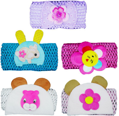 

FAVINO Crochet Cutwork Flower Baby Headband ( Blue, Purple, Baby Pink, White, Pink ) 5 Pcs Set Head Band(Multicolor)