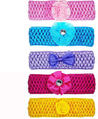 

Netboys Crochet Cutwork Flower Baby Headband ( Yellow, Blue, Purple, Baby Pink, Pink ) 5 Pcs Set Head Band(Multicolor)