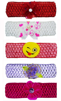 

FAVINO Crochet Cutwork Flower Baby Headband ( Red, Peach, Purple, White, Pink ) 5 Pcs Set Head Band(Multicolor)