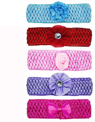 

Netboys Crochet Cutwork Flower Baby Headband ( Red, Blue, Purple, Baby Pink, Pink ) 5 Pcs Set Head Band(Multicolor)