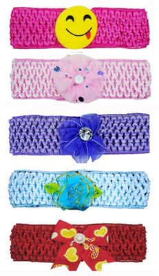 

Netboys Crochet Cutwork Flower Baby Headband ( Red, Blue, Purple, Baby Pink, Pink ) 5Pcs Set Head Band(Multicolor)