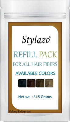 

stylazo Hair Building Fibers Refill Pack (Hair Loss Concealer) For All Fibres ,31.5 grams, Natural Black(31.5 g)