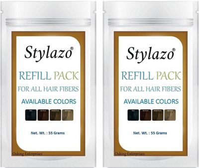 

stylazo Hair Building Fibers Refill Pack (Hair Loss Concealer) 55gram Pack of 2,Natural Black Color(110 g)