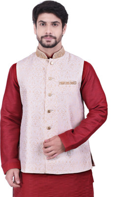 Buy Manyavar Sleeveless Embroidered Men Nehru Jacket on Flipkart