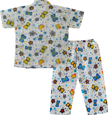 

BownBee Kids Nightwear Girls Printed Cotton(Multicolor Pack of 1, Blue