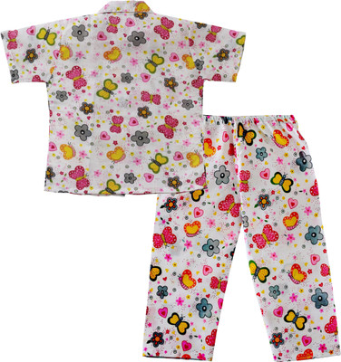 

BownBee Kids Nightwear Girls Printed Cotton(Multicolor Pack of 1, Pink