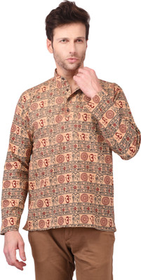 LDHSATI Men Printed Straight Kurta(Beige)