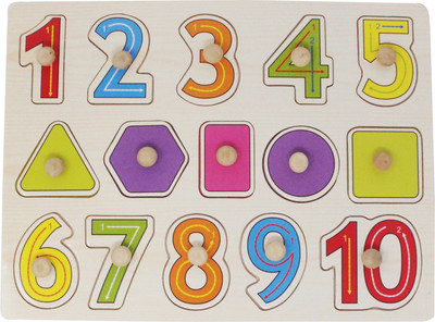 

Parteet Wooden Colorful Learning Numeric Numbers & Shapes Board for Kids with Knobs, Educational Learning Wooden Tray(Multicolor)