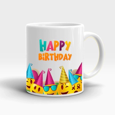 MUGKIN Happy Birthday printed ceramic mug (light) S65 Ceramic Coffee Mug(350 ml)