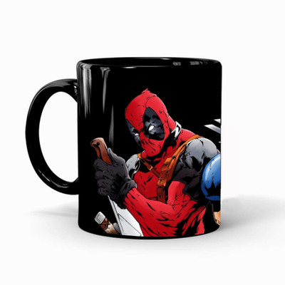 MUGKIN S1- Marvel Superhero Wolverine & Deadpool Official Printed Ceramic Coffee Mug(350 ml)