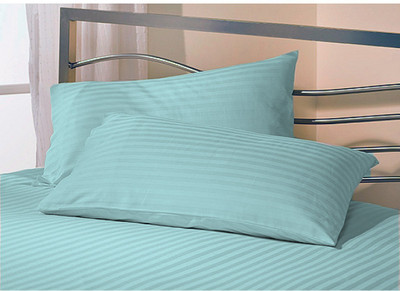 AVI Microfibre Stripes Sleeping Pillow Pack of 2(Sky Blue)