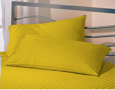 AVI Microfibre Stripes Sleeping Pillow Pack of 2(Yellow)