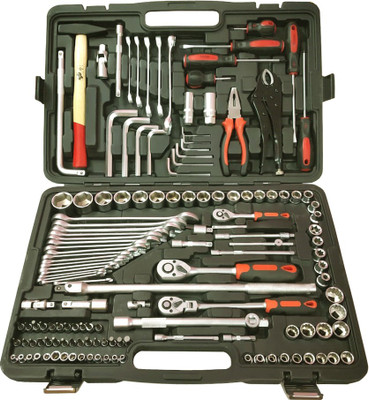 

ISC 142Pcs Mega Fine Quality 1/2" Dr. & 3/8" Dr. 1/4" Dr. Socket Set Hand Tool Kit(142 Tools), Multicolor