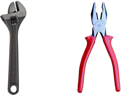 TAPARIA 8 inch cutting plier heavy duty and 8 inch adjustable spanner pack of 2 Hand Tool Kit(2 Tools)