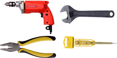 

ULTRATEK 1501-10 MM DRILL MACHINE Power & Hand Tool Kit(4 Tools), Red