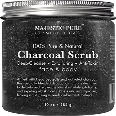 

Majestic Pure Activated Charcoal Body And Facial Scrub Natural Skin Care Face Cleanser Promotes Skin Whitening Reduces Acne Scars Blackheads And Helps Improve Complexion Scrub(295.74 ml)