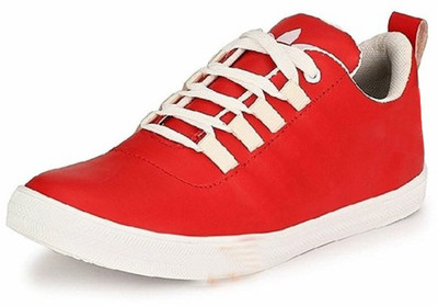 

well feet red stylish casual shoes for men's Sneakers For Men(Red, Beige