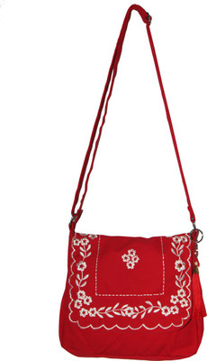 

Bag Factory Women Casual, Casual Red Canvas Sling Bag