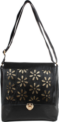 

AANIA HAUTE Women Casual Black Leatherette, PU, Cotton Sling Bag