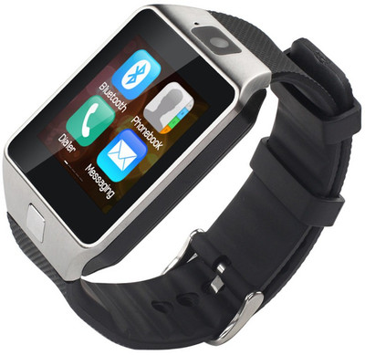 

ALONZO Dz09 Smart Watch Clock Sync Notifier Support Sim TF Card Connectivity Bluetooth Silver Smartwatch(Black Strap Free Size)