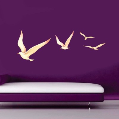 AH Decals 45 cm Beautiful Nature View Flying Birds Wall Home Decor for Living Bed Room Set of 4 (Dimension 60 cm X 60 cm) Removable Sticker(Pack of 1)