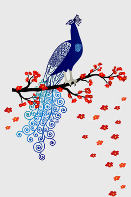 VI COLLECTIONS 90 cm beautifull peacock Non-Reusable Sticker(Pack of 1)