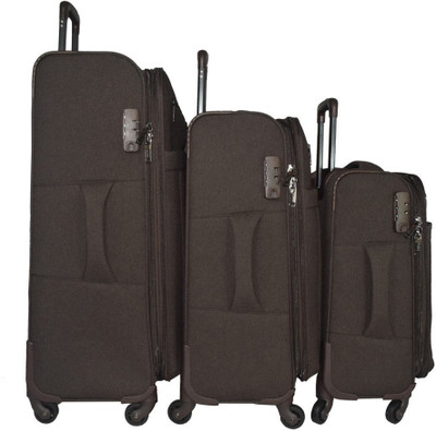 

TRAWORLD Nylon Set Of 3(20''+''+28'' ) Coffee Brown Luggage Sets Expandable Check-in Luggage -  inch(Brown