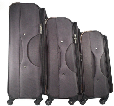 

TRAWORLD 4 wheel Trolley Bags Set of 3 Expandable Check-in Luggage -  inch(Brown