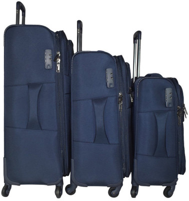 

TRAWORLD Earth-1003 set of 3 (20''+24''+'' ) 4Wheel Trolley Bag - Blue Expandable Check-in Luggage -  inch(Blue
