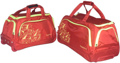 

TRAWORLD Duffel Bags with Inbuilt Trolly And 2 Wheels Expandable Cabin Luggage -  inch(Red