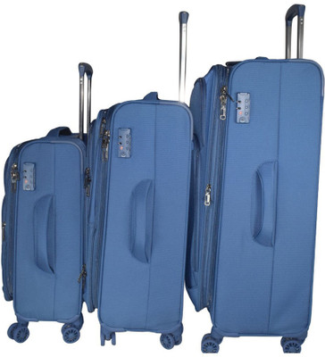 

TRAWORLD Jupiter-1001 set of 3 (20''+24''+28'' ) 4Wheel Trolley Bag - Blue Expandable Check-in Luggage -  inch(Blue