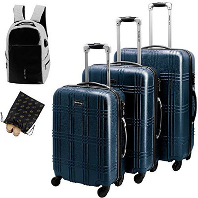 

Travel Joy Solid Hard Body Expandable Check-in Luggage -  inch(Blue